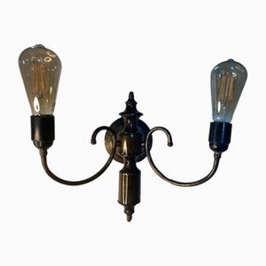 Lampada da parete vintage in ottone dorato, anni '60