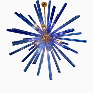 Trihedral Murano Glass Blue Ceiling Lamp