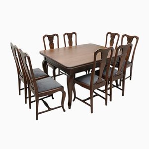 Oak Table & 8 Chairs, 1920s