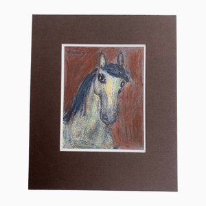 Eugeniusz Tukan-Wolski, White Horse, Mixed Media on Paper