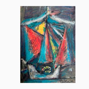 Eugeniusz Tukan-Wolski, Boat III, Mixed Media on Paper