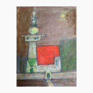 Eugeniusz Tukan-Wolski, Temple, Mixed Media on Paper