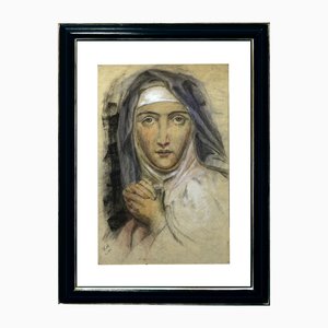 Italian Artist, Portrait of a Nun, Pastel on Paper, 1911