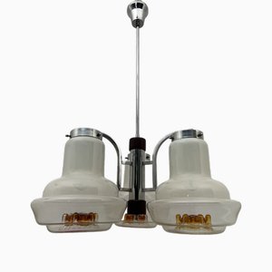 Lampada a sospensione in vetro opalino di Mazzega, anni '70