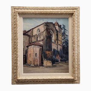 Jean Rigaud, Abbey of Sorde, 1943, Oil on Board, Framed