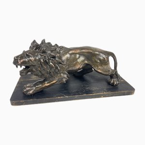 Sculpture de Lion C. Ganci, 1920s, Cuivre Argenté