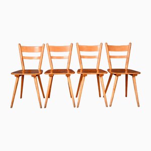 Skandinavische Vintage Stühle aus hellem Holz, 1960er, 4er Set