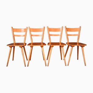 Skandinavische Vintage Stühle aus hellem Holz, 1960er, 4er Set