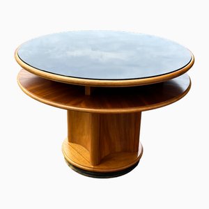 Round Art Deco Coffee Table with Glass, 1930s