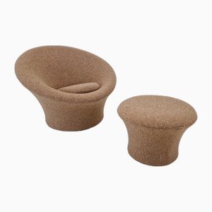 Butaca Mushroom y otomana de Pierre Paulin para Artifort, años 60. Juego de 2
