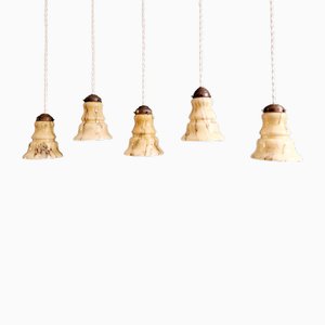 Art Deco Pendant Lights in Marbled Opaline, 1930s , Set of 5