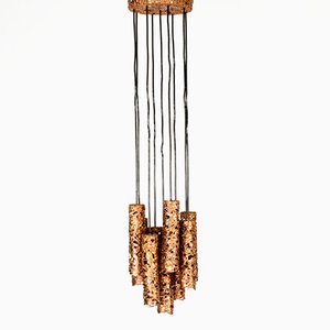 Swedish Brutalist Copper Ceiling Lamp, 1960s