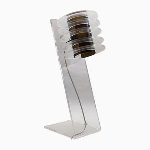 Sculptural Space Age Clear and Smoked Acrylic Glass Table Lamp, Italy, 1970s