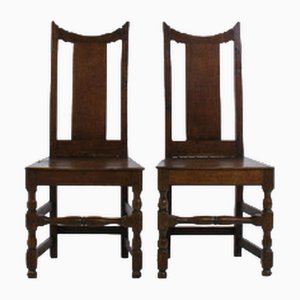 Englische George I Hall Chairs aus Eiche, 2er Set