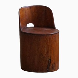 Handgeschnitzter Primitiver Stump Chair aus Kiefernholz, 1950er