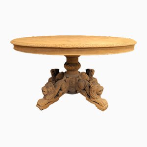 Pedestal Table with Carved Lion Legs
