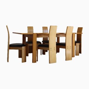 Table et Chaises Vintage par Afra et Tobia Scarpa, 1980s, Set de 7