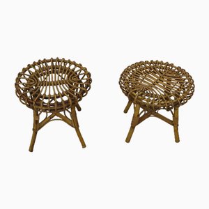 Set of Rattan Stools attributed to Franco Albini