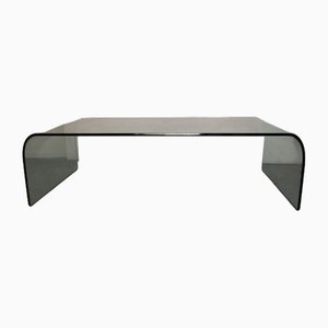 Table Basse Vintage Courbée en Cristal de Fiam Italia, Italie, 1970s