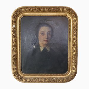 Une Femme de la Cour de Marseille, 19ème Siècle, Peinture à l'Huile sur Toile, Encadrée