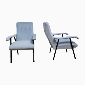 Set of Armchairs in Blue Velvet, 1970s