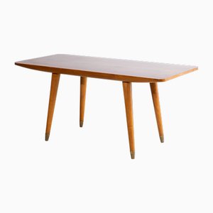 Couchtisch aus Holz mit Messingspitzen, Italien, 1950er
