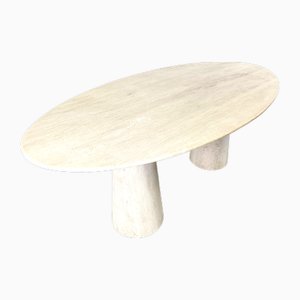 Vintage Oval Travertine Dining Table, 1970s