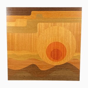 Mid-Century Intarsien Wandbild aus Holzfurnier, 1960er