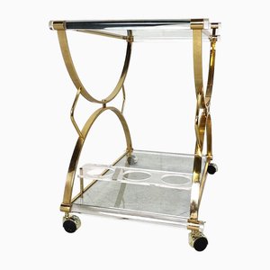 Brass and Acrylic Glass Drink Trolley, 1970s