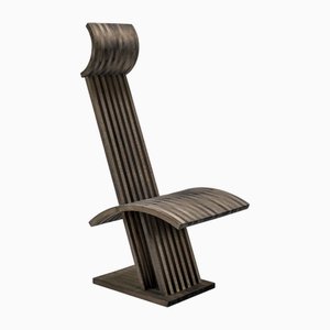 Architectural Chair in Anthracite Stained Wood, the Netherlands, 1980s