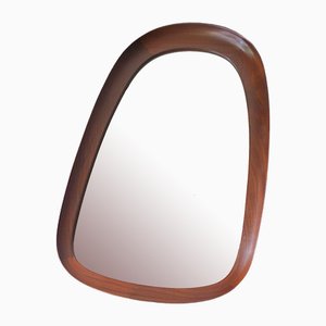 Large AB Glas & Trae Hovmantorp Sculptural Mahogany Wall Mirror, Sweden 1960s