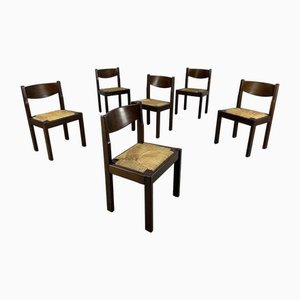 Esszimmerstühle aus Stroh von Maison Regain, 1960er, 6 . Set