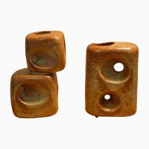 Vasen mit geometrischen Formen von Roberto Rigon für Bertoncello Ceramiche Darte, Italien, 1970er, 2er Set