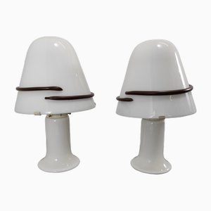 White Murano Lamps, 1990s, Set of 2