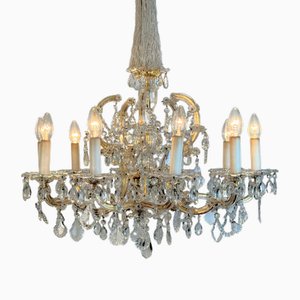 Viennese Crystal & Gold Plated Metal Chandelier