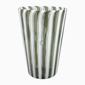 Green and Gray Cane Vase by Gio Ponti for Venini, 1988