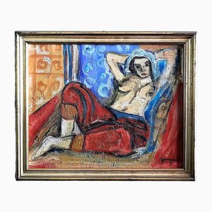 Artista francés, Odalisca estilo Matisse, años 20, óleo sobre lienzo, enmarcado