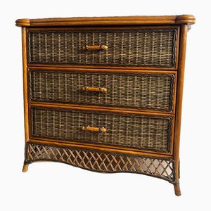 Vintage Bamboo and Wicker Chest of Drawers, 1980s
