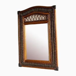 Vintage Bamboo and Wicker Wall Mirror