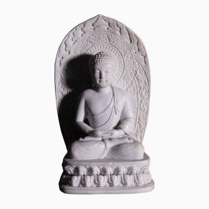 Chinesischer Künstler, Ornamentale Buddha Statuette, 1950er, Marmor