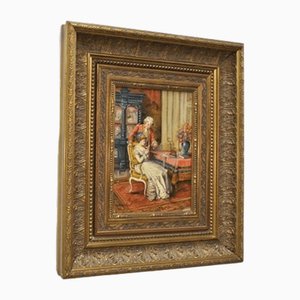 Lambert, Figurative Scene, 19th Century, Oil on Copper Panel, Framed