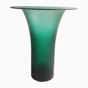 Satinierte Grüne Vase aus Muranoglas von Carlo Moretti, 1960er