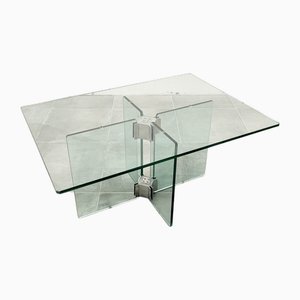 Vintage Glass Coffee Table attributed to Peter Ghyczy, 1970s