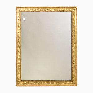Specchio da parete rettangolare Luigi Filippo in foglia d'oro con fiori, XIX secolo