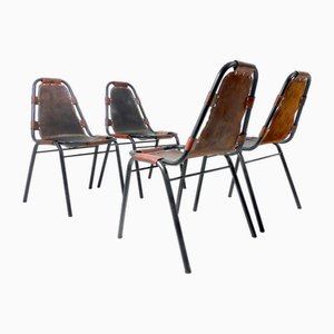Vintage French Les Arcs Chair Set by Charlotte Perriand, 1960s, Set of 4
