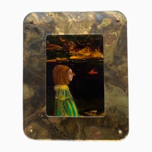 Monika Rossa, Sin título, 2024, Óleo sobre tabla con cobre y acrílico