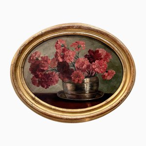 Natura morta, fine XIX-inizio XX secolo, Dipinto ad olio su cartone, con cornice