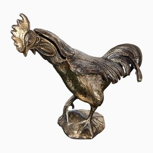 Vintage Sculptural Bronzed Metal Ashtray in the Shape of a Rooster, Italy 1970s