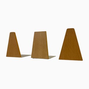 Vintage Scandinavian Bookends in Oak, 1960s, Set of 3