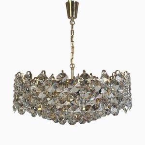Vintage Modern Chandelier in Gold-Plated Brass from Bakalowits & Söhne, 1970s